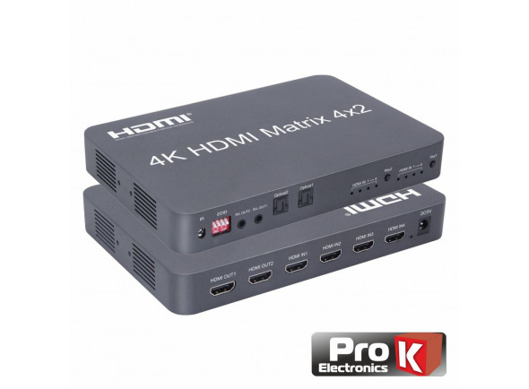ProK Distribuidor Comutador Hdmi 4 Entradas 2 Saídas 4k Edid ProK Distribuidor Comutador Hdmi 4 Entradas 2 Saídas 4k Edid